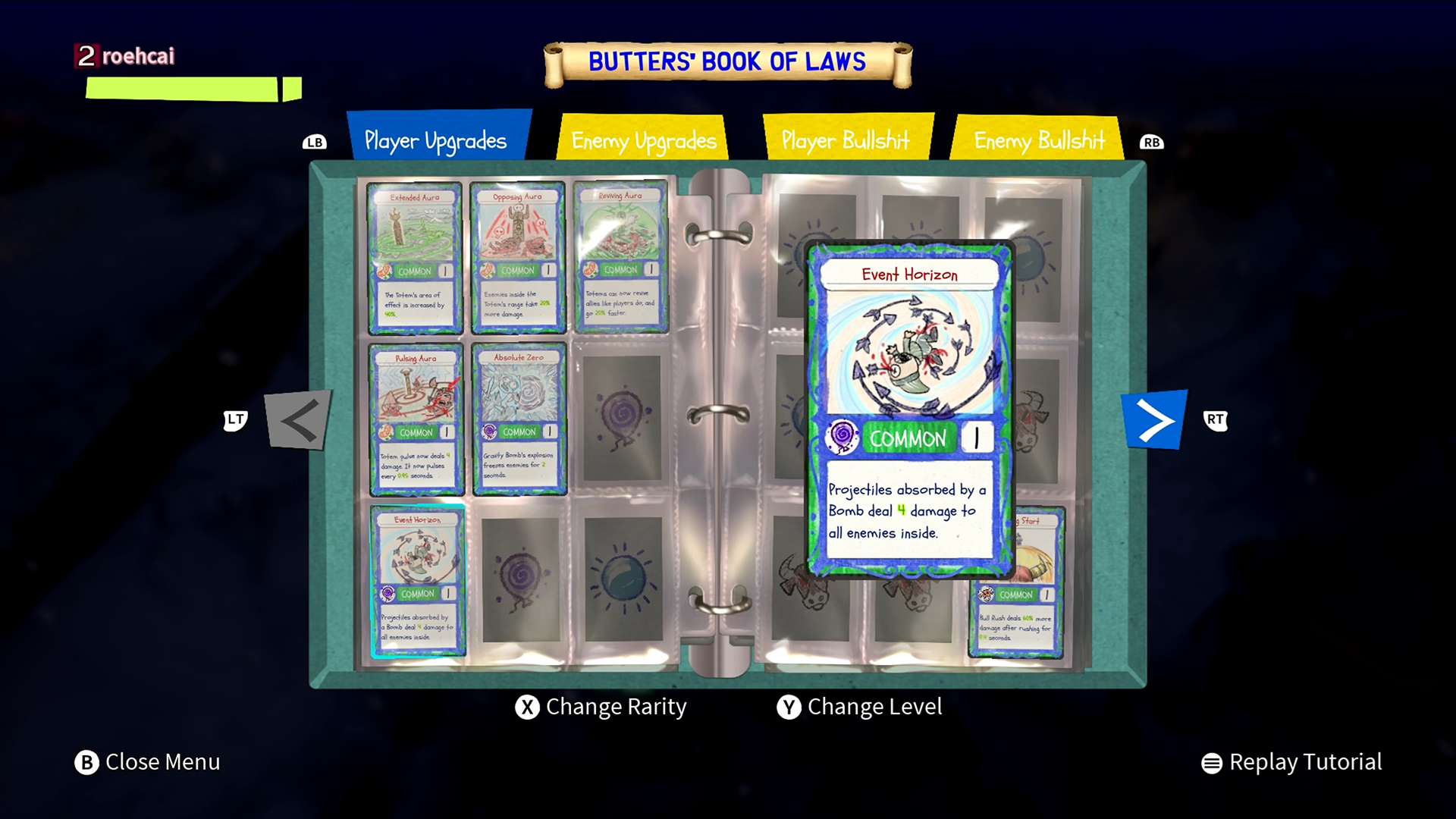 Screenshot from South Park: Snow Day showing Butters' Book of Laws.